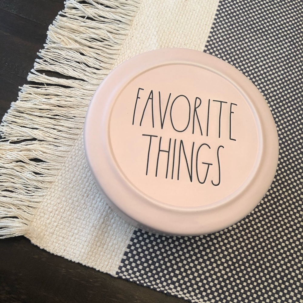 Rae Dunn FAVORITE THINGS Rare PINK Trinket Box